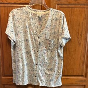 Lucky Brand Blue Floral Pajama Top size S